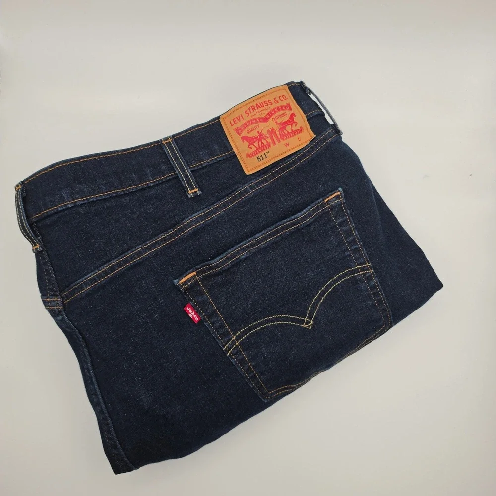 Levi's 511 Jeans Mens 50x28 Slim Dark Wash Blue Excellent Stretch Denim